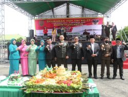 Bupati Lampung Timur Hadir Tasyakuran Hut TNI ke 77 Kodim 0429 di Lapangan Makodim