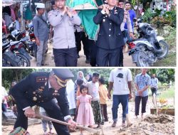 Kapolres Aceh Timur Ikut Gotong Keranda Jenazah Anggotanya Ke Tempat Peristirahatan Terakhir