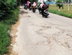 Warga Keluhkan Kondisi Jalan Raya Desa Sukamaju Yang Rusak Dan Berlubang