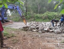 Jalan Utama Desa Nagasari Kecamatan Serang Baru Sedang Di Perbaiki, Untuk Sementara Jalan Dialihkan