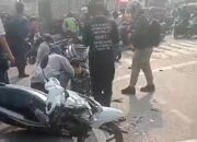 Diduga Rem Blong, Truk Wing Box Hantam Sepeda Motor di Simpang Unisma Bekasi Timur
