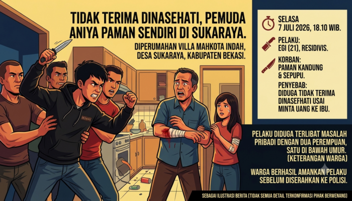 Tidak Terima Dinasehati, Seorang Pemuda Diduga Aniaya Pamannya Sendiri di Sukaraya Kabupaten Bekasi