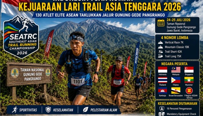 Indonesia Tuan Rumah Kejuaraan Lari Trail Asia Tenggara 2026, 130 Atlet Elite ASEAN Berlaga di Gunung Gede Pangrango