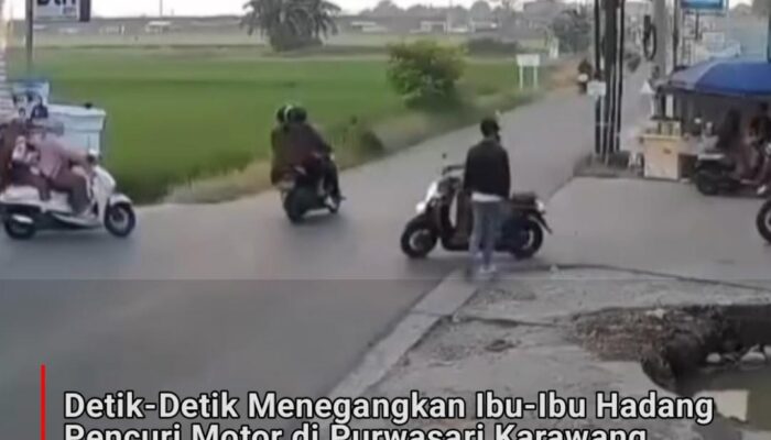 Detik-Detik Menegangkan Ibu-Ibu Hadang Pencuri Motor di Purwasari Karawang, Pelaku Lolos di Tengah Keramaian!