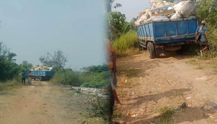 Karawang Darurat Sampah! Duduga Truk Muatan Limbah Buang Sampah Sembarangan, di Wilayah Telagasari Karawang