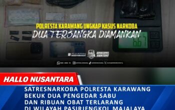 Satresnarkoba Polresta Karawang Bekuk Dua Pengedar Sabu dan Ribuan Obat Terlarang di Pasirjengkol Majalaya